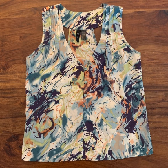 KYLEE T Strap Watercolor Abstract Tank Top Sz S - Picture 1 of 10